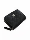 Classic Zipped Coin Purse Grained Calfskin Silver Black - CHANEL - BALAAN 4