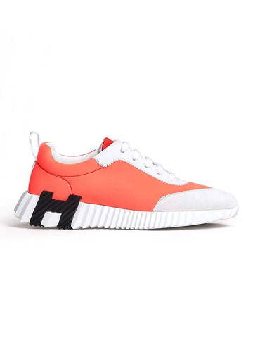 Bounce Canvas Low Top Sneakers Rose Neon Blanc - HERMES - BALAAN 1