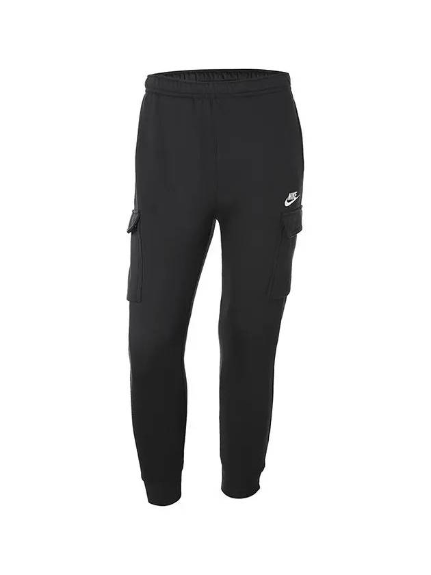 NSW Club Fleece Cargo Track Pants Black - NIKE - BALAAN 5