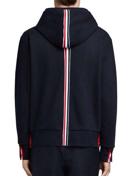 Center Back Stripe Cotton Zip Up Hoodie Navy - THOM BROWNE - BALAAN 2