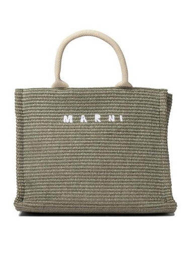 Small Raffia East West Tote Bag Green - MARNI - BALAAN 1