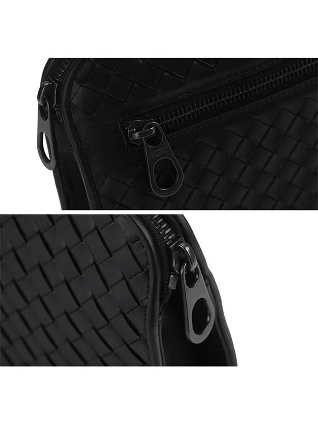 Intrecciato Weaving Zipper Clutch Bag Black - BOTTEGA VENETA - BALAAN 4