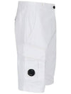 Stretch Satin Cargo Shorts White - CP COMPANY - BALAAN 3