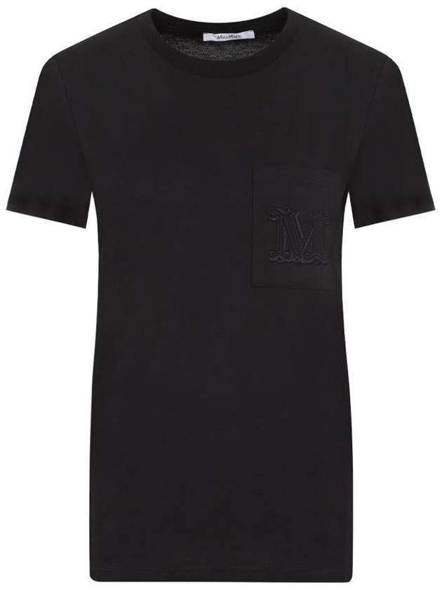 Embroidered Logo Crewneck Short Sleeve T-Shirt Black - MAX MARA - BALAAN 2