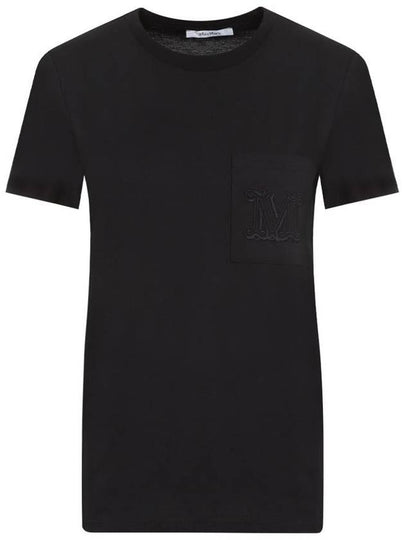 Embroidered Logo Crewneck Short Sleeve T-Shirt Black - MAX MARA - BALAAN 2