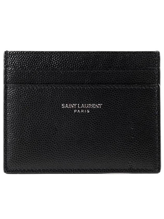 Embossed Leather Card Wallet Black - SAINT LAURENT - BALAAN 2