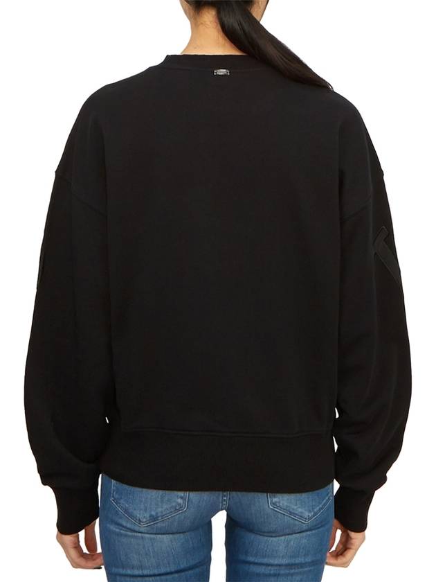 Embroidered Logo Crew Neck Cotton Sweatshirt Black - HERNO - BALAAN 4