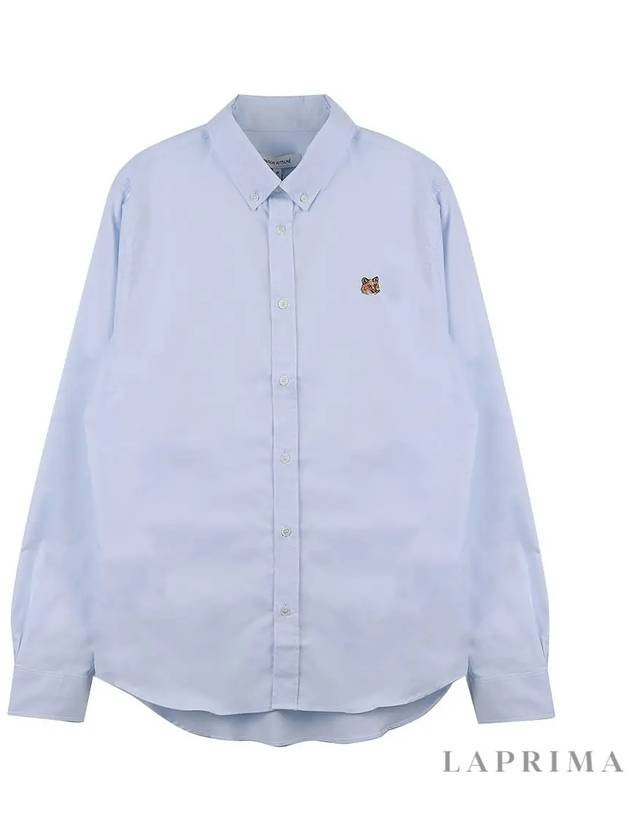 Fox Head Embroidery Long Sleeve Shirt Blue - MAISON KITSUNE - BALAAN 2