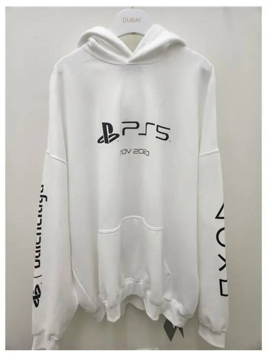 PS5 logo print overfit hoodie white - BALENCIAGA - BALAAN.