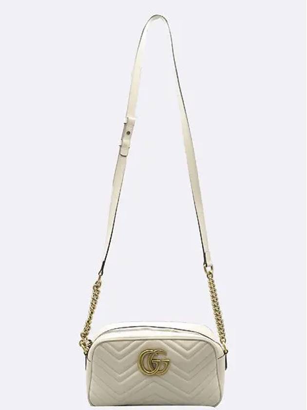 447632 White Leather GG Marmont Small Matelasse Chain Cross Bag - GUCCI - BALAAN 3