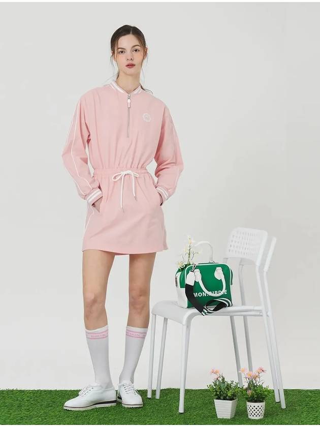 Windbreaker nylon half zip-up long sleeve dress PINK - MONBIRDIE GOLF - BALAAN 9