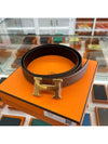 H Gold Buckle Reversible 32mm Leather Belt Noir Gold - HERMES - BALAAN 3