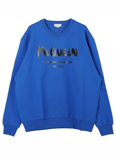 Graffiti Logo Sweatshirt Blue - ALEXANDER MCQUEEN - BALAAN 2