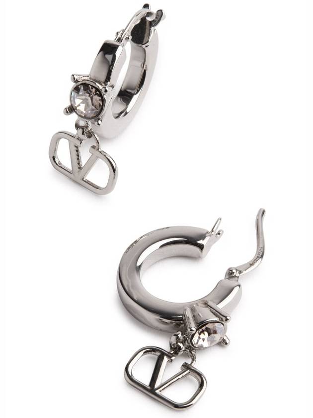 V Logo Earrings Silver - VALENTINO - BALAAN 3