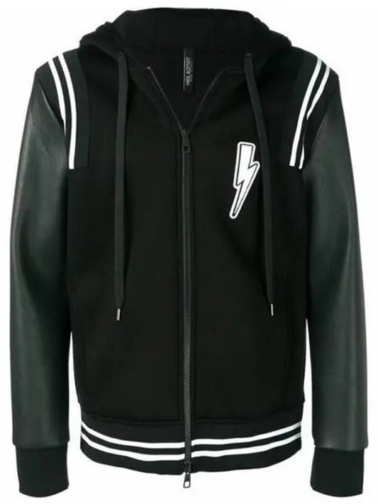 PBJS388C Lightning embroidery black hooded jacket - NEIL BARRETT - BALAAN 2