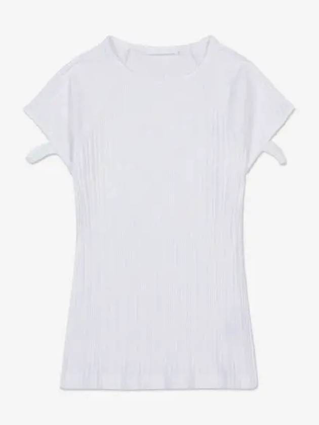 Ribbed Cut Out Cotton Short Sleeve T-shirt White - HELMUT LANG - BALAAN 2