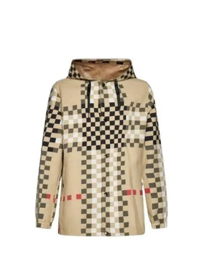 Men's Pixel Check Nylon Hooded Jacket Archive Beige - BURBERRY - BALAAN 2