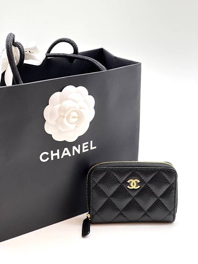 Classic Zipped Coin Purse Grained Calfskin & Gold Black - CHANEL - BALAAN 6