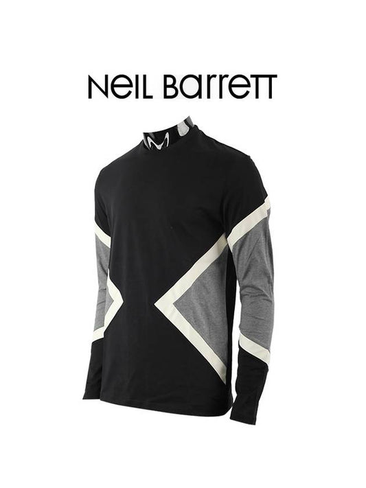 Men's Geometric Sweatshirt Black Grey - NEIL BARRETT - BALAAN 1