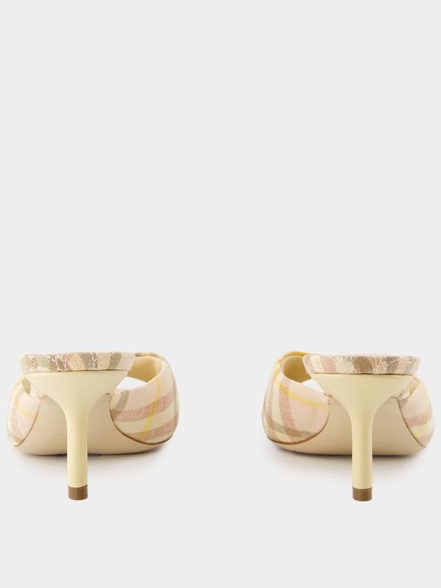 Mews Checked Linen Blend Low Kitten Heel Mule Teacup - BURBERRY - BALAAN 4