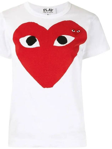 24SS Women's Red Wappen Double Heart TShirt AZ T025 051 1 - COMME DES GARCONS - BALAAN 1