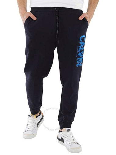 Calvin Klein Men's Blue Cotton-blend Logo Sweat Pants, Size Medium - CALVIN KLEIN - BALAAN 1