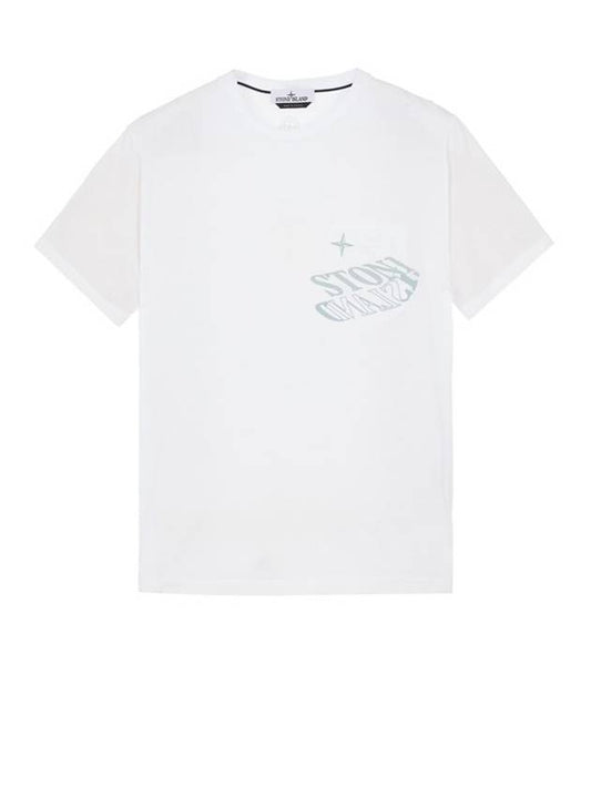 Lettering Logo Print Pocket Short Sleeve T-shirt White - STONE ISLAND - BALAAN 1