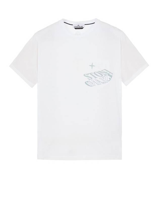 Lettering Logo Print Pocket Short Sleeve T-shirt White - STONE ISLAND - BALAAN 2