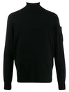 Men's Lens Wappen Merino Wool Turtleneck Black - CP COMPANY - BALAAN 1