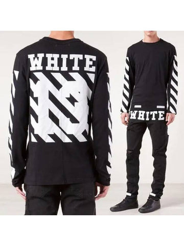 Back diagonal print long sleeve tshirt AU2001 03 05 - OFF WHITE - BALAAN 1