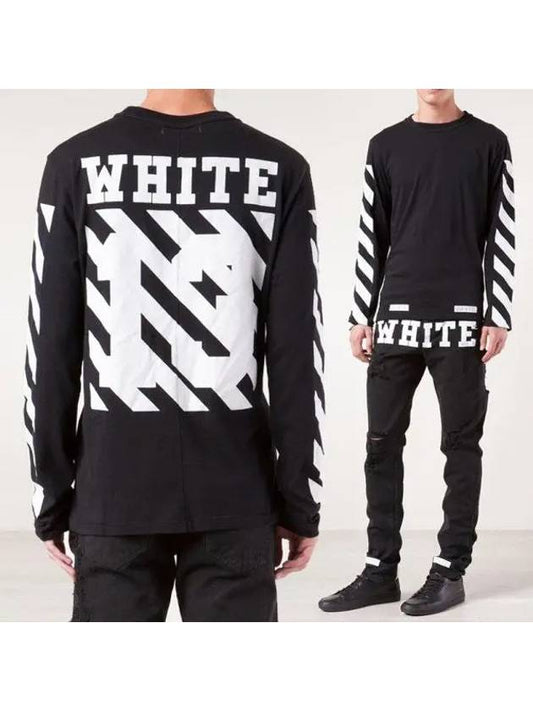 Back diagonal print long sleeve tshirt AU2001 03 05 - OFF WHITE - BALAAN 2