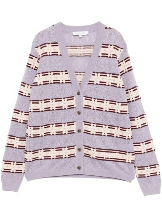 Fairisles V-Neck Cardigan Purple - MAISON KITSUNE - BALAAN 2