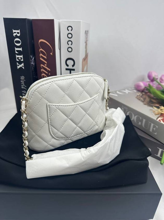 Half Moon Mini Chain Bag Pouch White Gold AP4000 - CHANEL - BALAAN 2