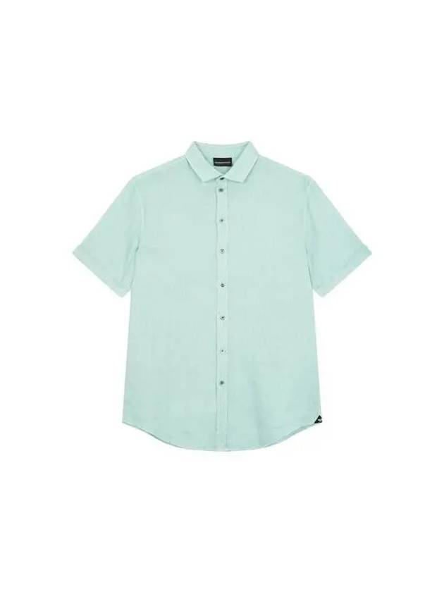 Men s Short Sleeve Linen Shirt Light Green 271822 - EMPORIO ARMANI - BALAAN 1