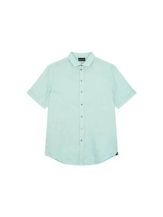 Men s Short Sleeve Linen Shirt Light Green 271822 - EMPORIO ARMANI - BALAAN 1