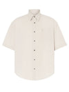 Embroidered Logo Short Sleeve Shirt Beige - AMI - BALAAN 2