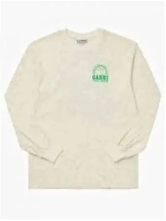 Back Logo Printed Cotton Long Sleeve T-shirt Ivory - GANNI - BALAAN 2