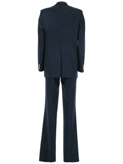 'Jasmine' Midnight Blue Double-Breasted Suit With Peak Revers And Pinstriped Motif In Wool Stretch Woman - TAGLIATORE - BALAAN 2