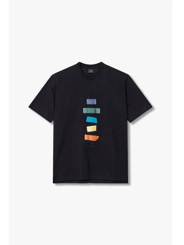 PS Tape Rabbit Slub T Shirt Black - PAUL SMITH - BALAAN 1