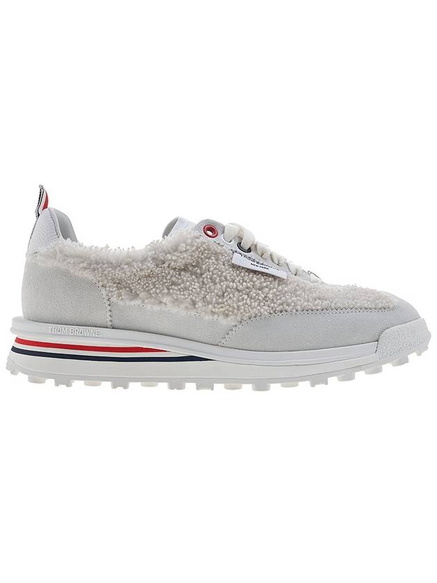 Tech Runner Shearling Suede Low Top Sneakers White - THOM BROWNE - BALAAN 3