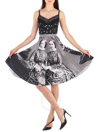 Burberry Polka Dot And Victorian Portrait Print Dress, Brand Size 6 (US Size 4) - BURBERRY - BALAAN 1