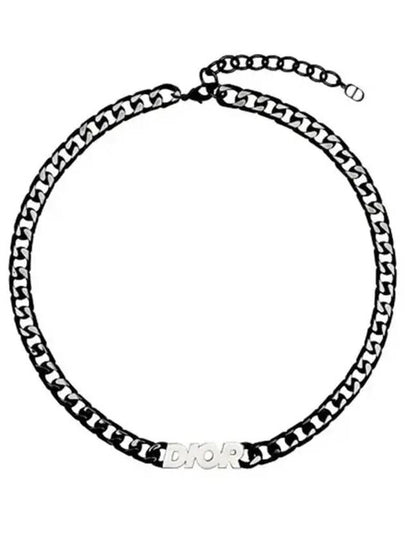 Logo Chain Link Choker Necklace Black - DIOR - BALAAN 2