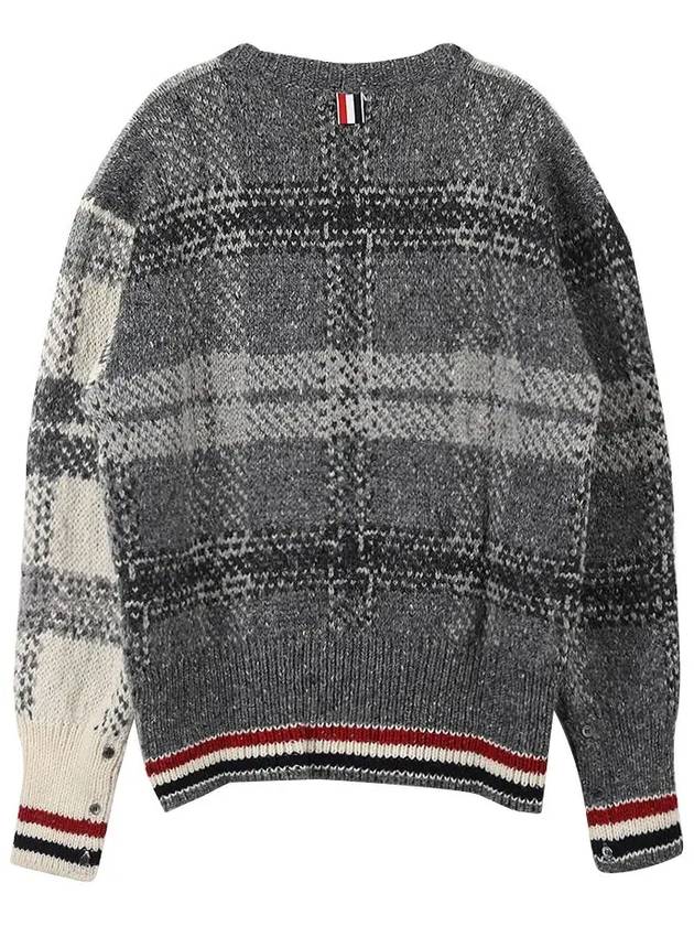 Tartan Check Jacquard Wool Mohair Knit Top Grey - THOM BROWNE - BALAAN 3