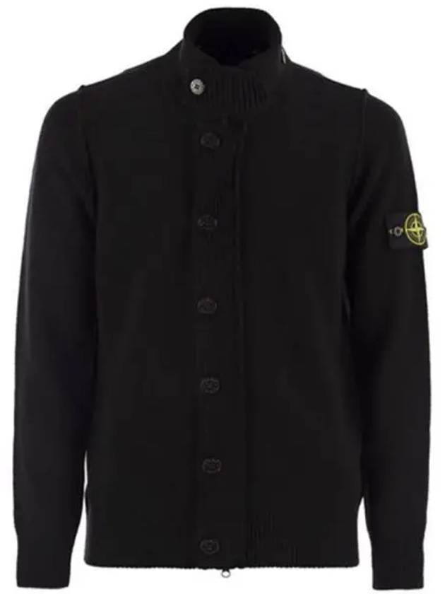 Wapen Patch Button Up High Neck Cardigan Black Men s Jacket 270191 - STONE ISLAND - BALAAN 1