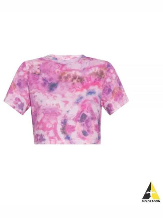 Zela Tie Dye Print Cropped Short Sleeve T-Shirt Pink - ISABEL MARANT - BALAAN 2