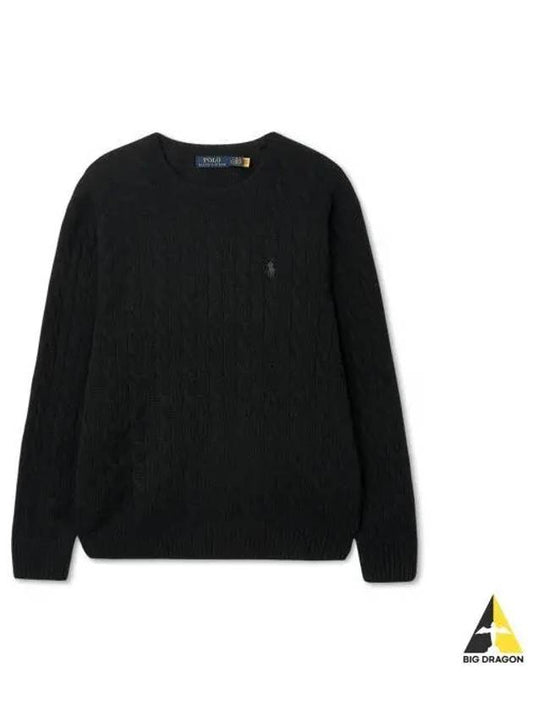 Cable knit wool cashmere sweater black - POLO RALPH LAUREN - BALAAN 1