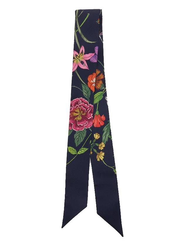 Women's Flora Print Silk Scarf Black - GUCCI - BALAAN 11