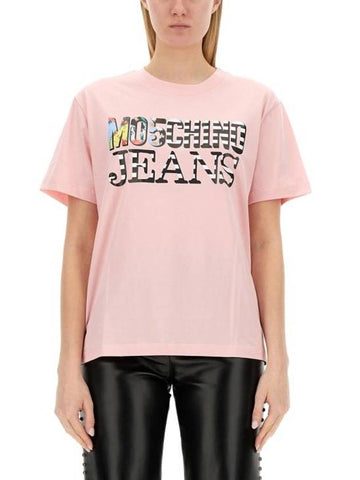 short sleeve t-shirt 07033762 2224 PINK - MOSCHINO - BALAAN 1