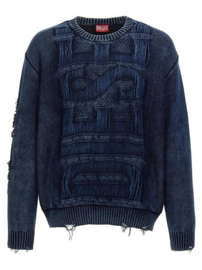 K Rottissimo Floating Yarn Logo Knit Top Blue - DIESEL - BALAAN 2