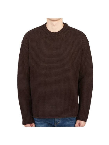 Crew Neck Wool Knit Top Brown - TEN C - BALAAN 1